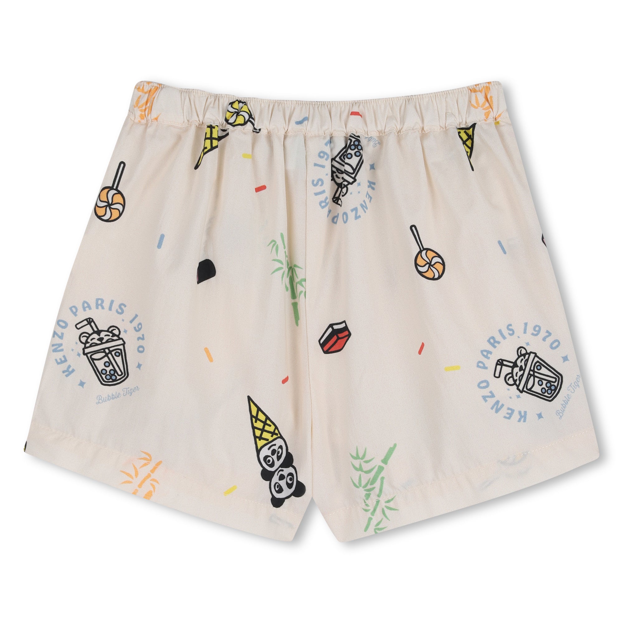 Baby T Shirt And Shorts Set In Organic Cotton, White And Cream Kenzo
