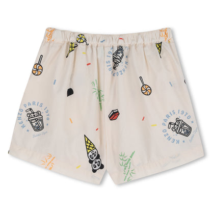 Baby T Shirt And Shorts Set In Organic Cotton, White And Cream Kenzo
