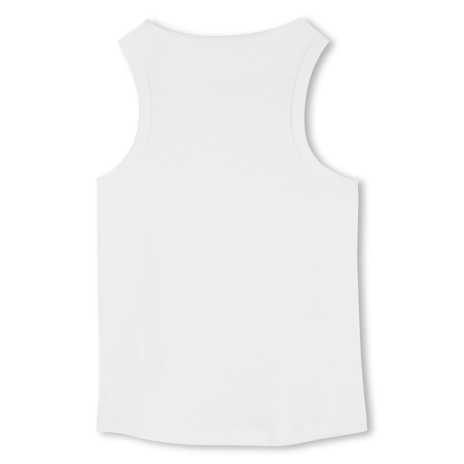 Ribbed Organic Cotton Tank Top With Rubber Badge, White Kenzo