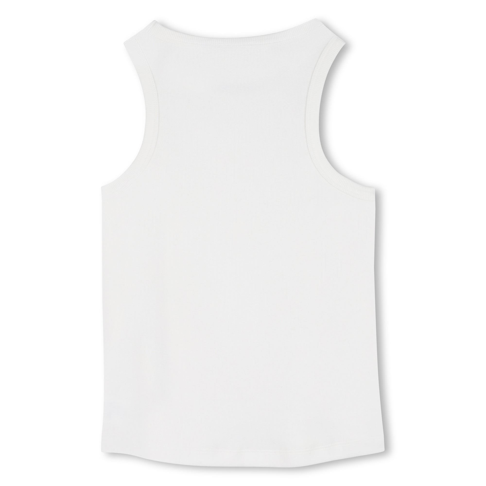 Ribbed Organic Cotton Tank Top With Rubber Badge, White Kenzo