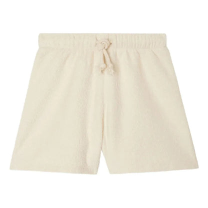 Terry Cotton Elasticated Waist Shorts, Ecru, Fluorescent Green American Vintage