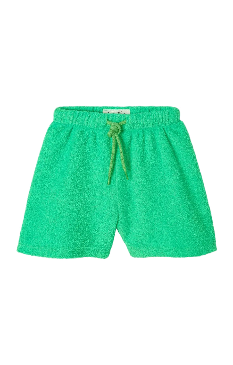 Terry Cotton Elasticated Waist Shorts, Ecru, Fluorescent Green American Vintage