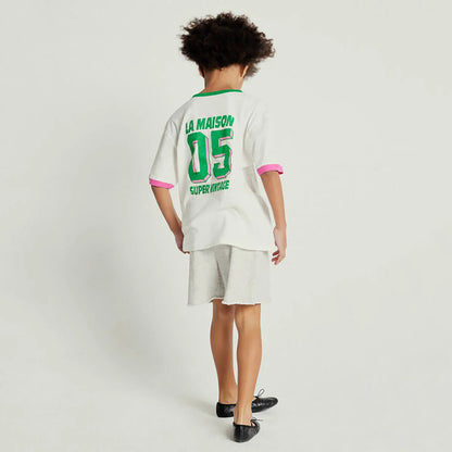 White Short Sleeve T-Shirt with Contrast Collar and Cuffs American Vintage