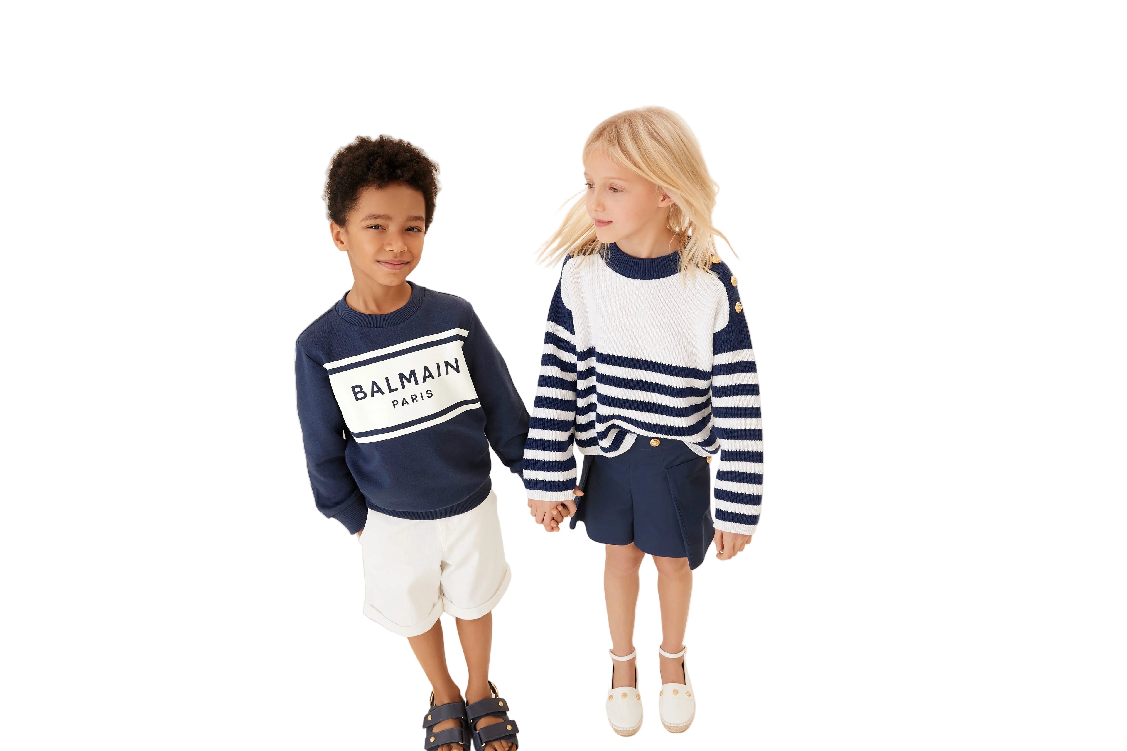 Balmain Boys' Signature Sweatshirt in Blue & White Balmain