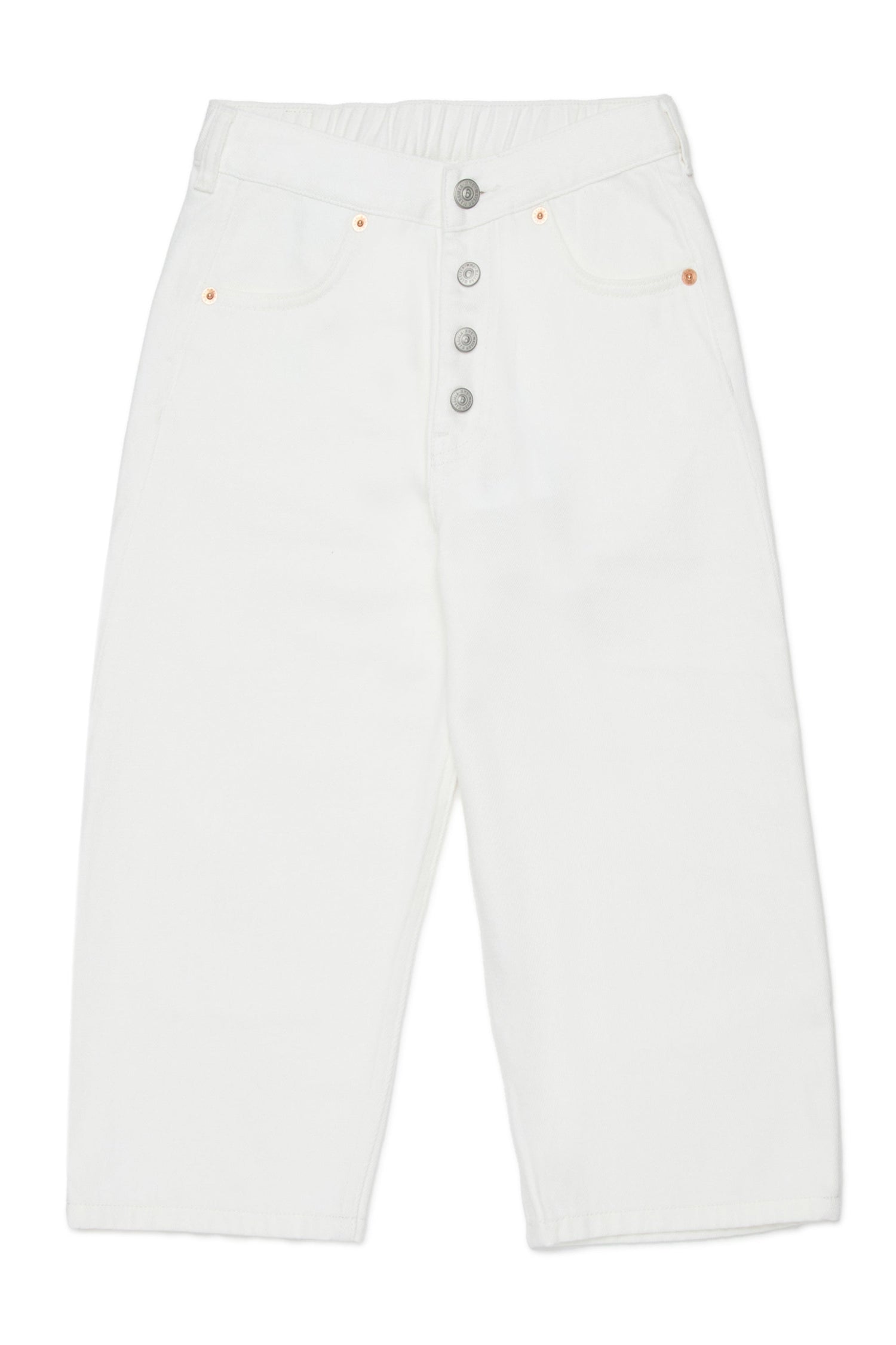 White Wide-Leg Cotton Jeans for Kids Mm6 Kid