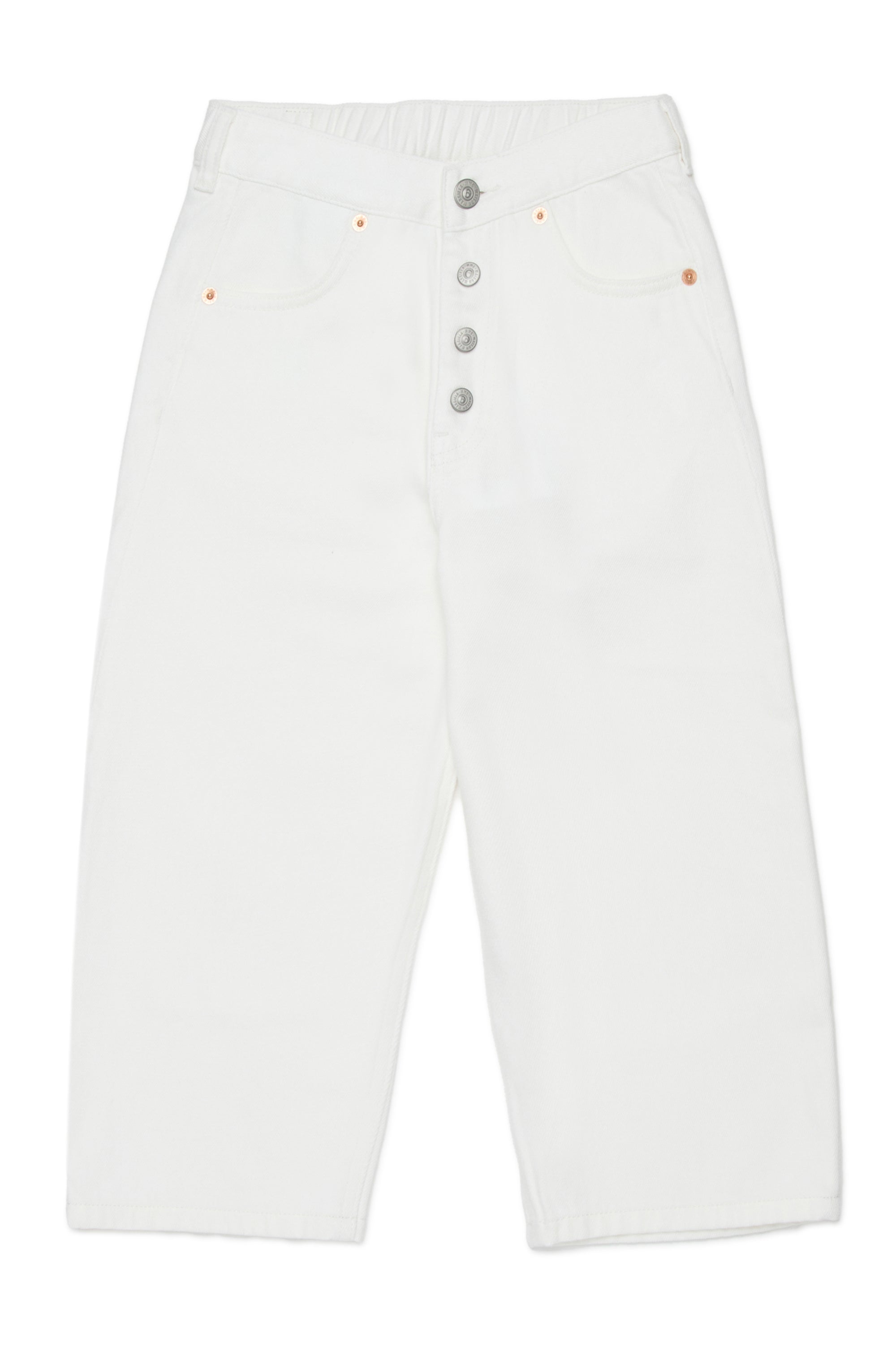 White Wide-Leg Cotton Jeans for Kids Mm6 Kid