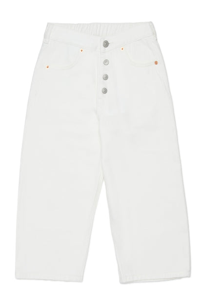 White Wide-Leg Cotton Jeans for Kids Mm6 Kid