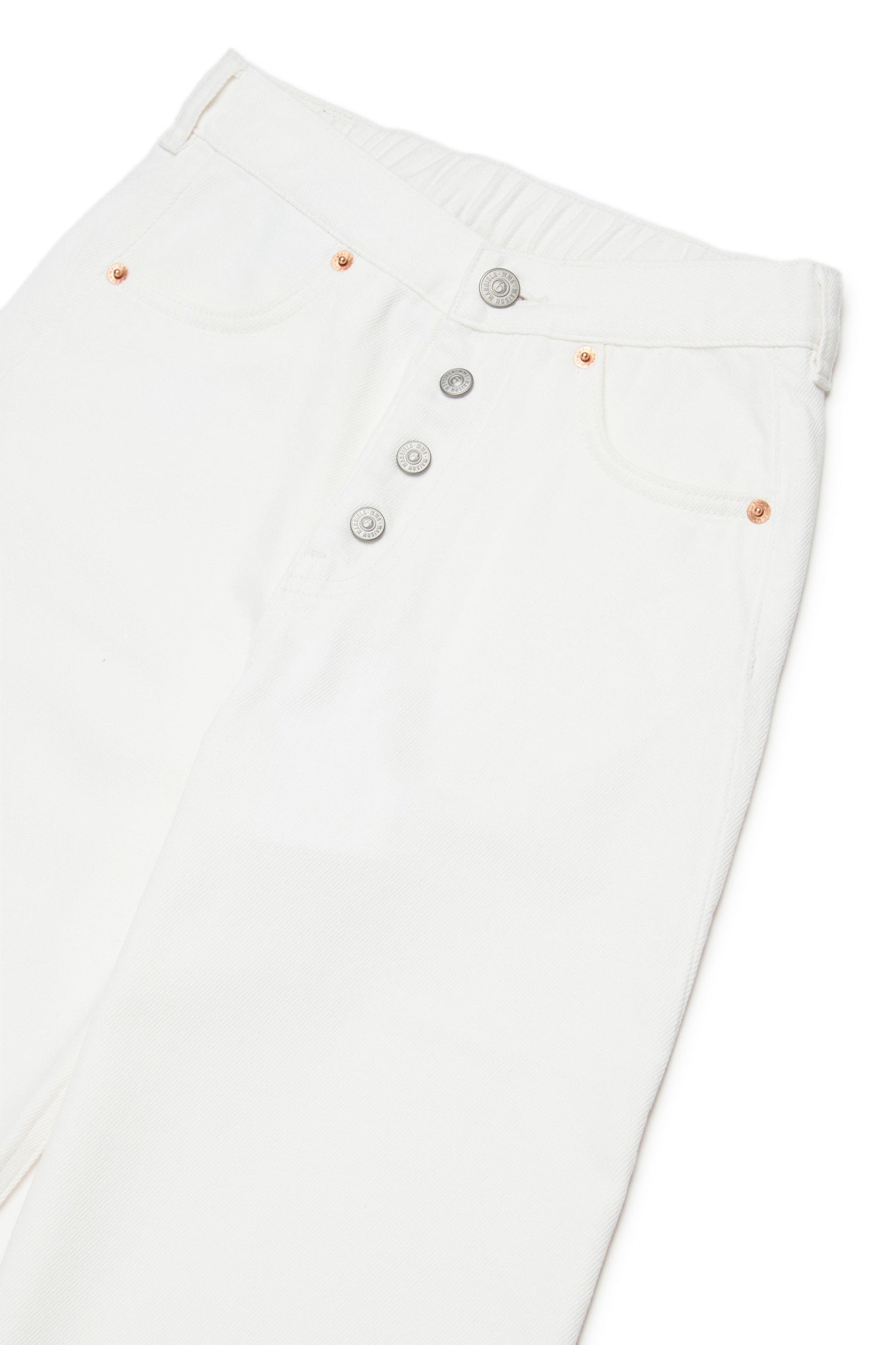 White Wide-Leg Cotton Jeans for Kids Mm6 Kid