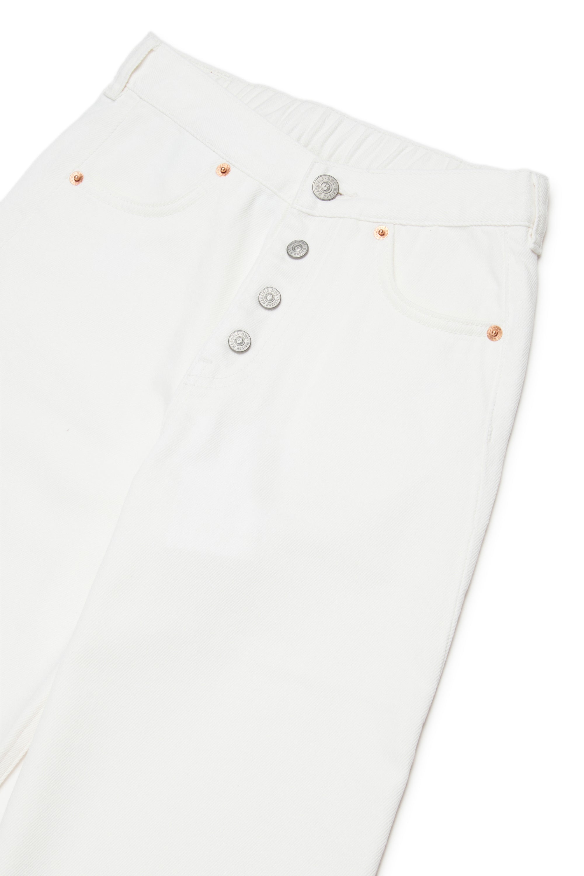 White Wide-Leg Cotton Jeans for Kids Mm6 Kid