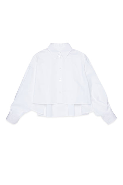 White Layered Cotton Shirt for Kids Mm6 Kid