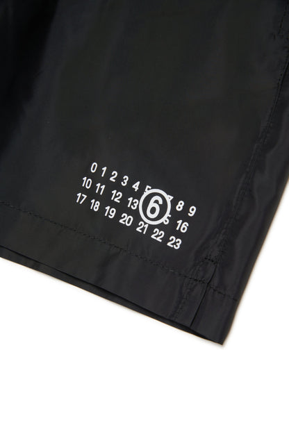 Black Polyester Swim Shorts for Kids Mm6 Kid