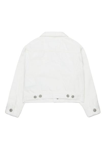 White Cotton Denim Jacket for Kids Mm6 Kid