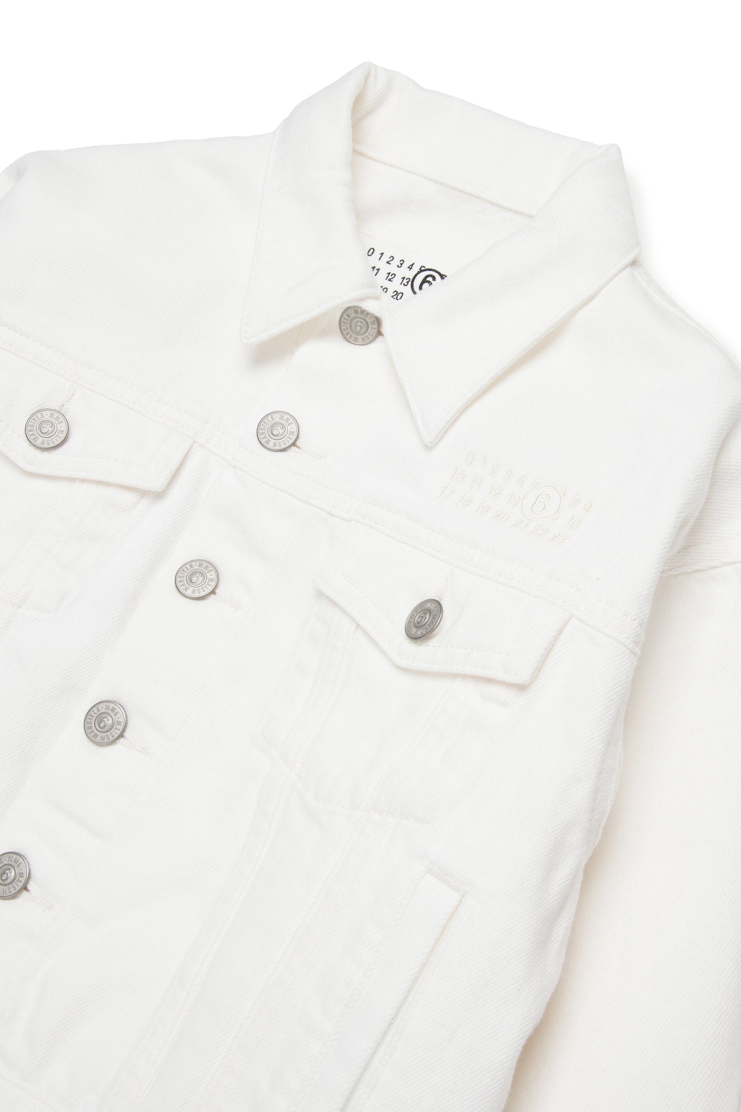 White Cotton Denim Jacket for Kids Mm6 Kid