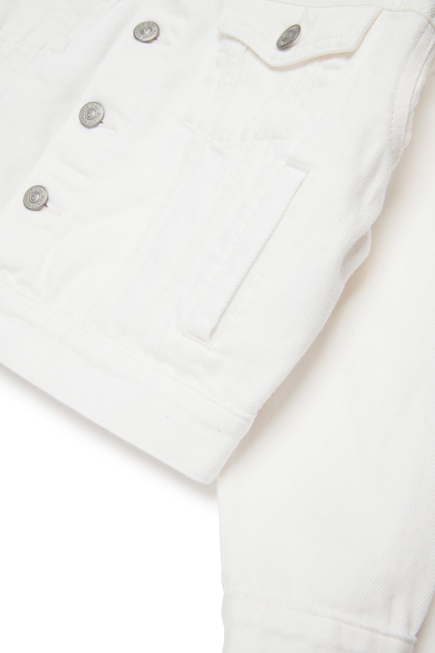 White Cotton Denim Jacket for Kids Mm6 Kid