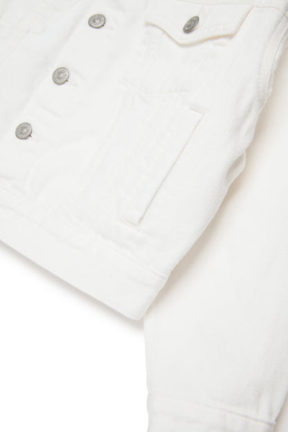 White Cotton Denim Jacket for Kids Mm6 Kid