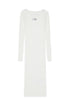 White Ribbed Long Cotton Dress for Kids Mm6 Kid