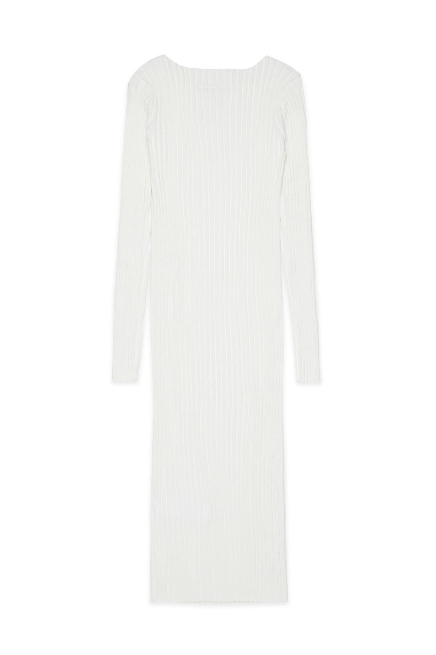 White Ribbed Long Cotton Dress for Kids Mm6 Kid