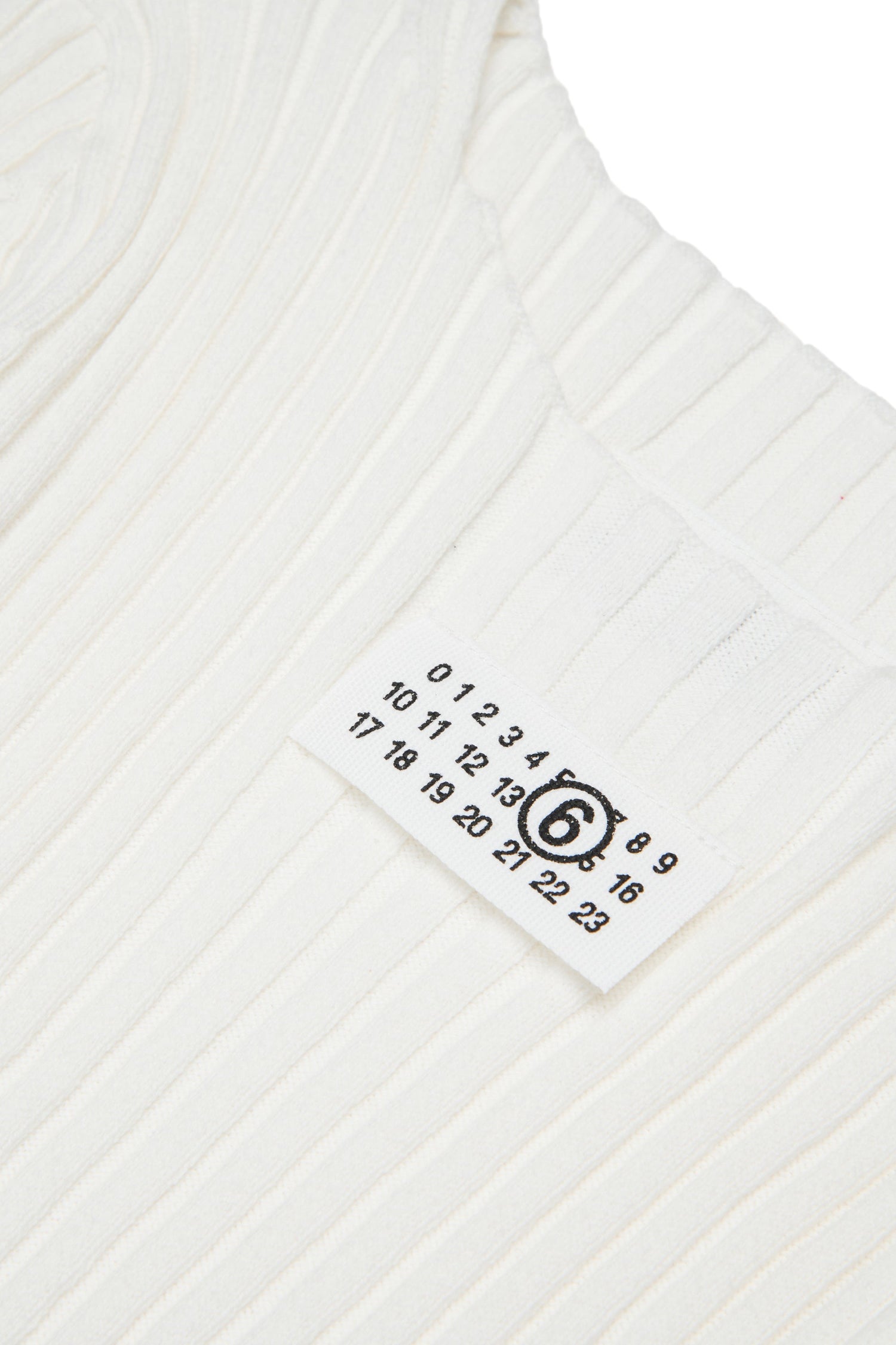 White Ribbed Long Cotton Dress for Kids Mm6 Kid