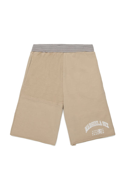 Two-Tone Cotton Logo Shorts for Kids Mm6 Kid