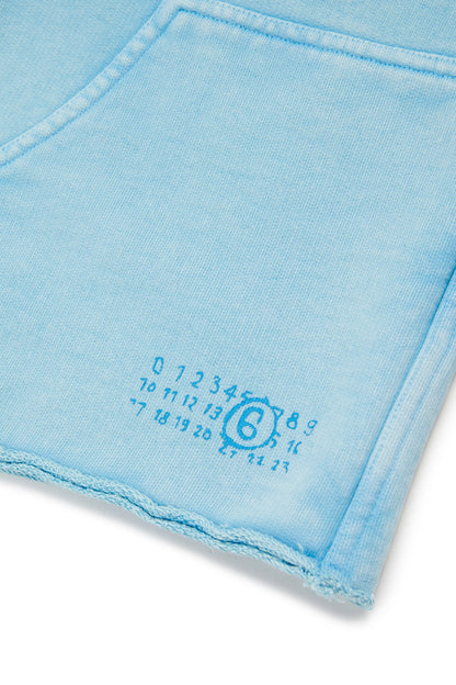 Light Blue Cotton Drawstring Shorts for Kids Mm6 Kid