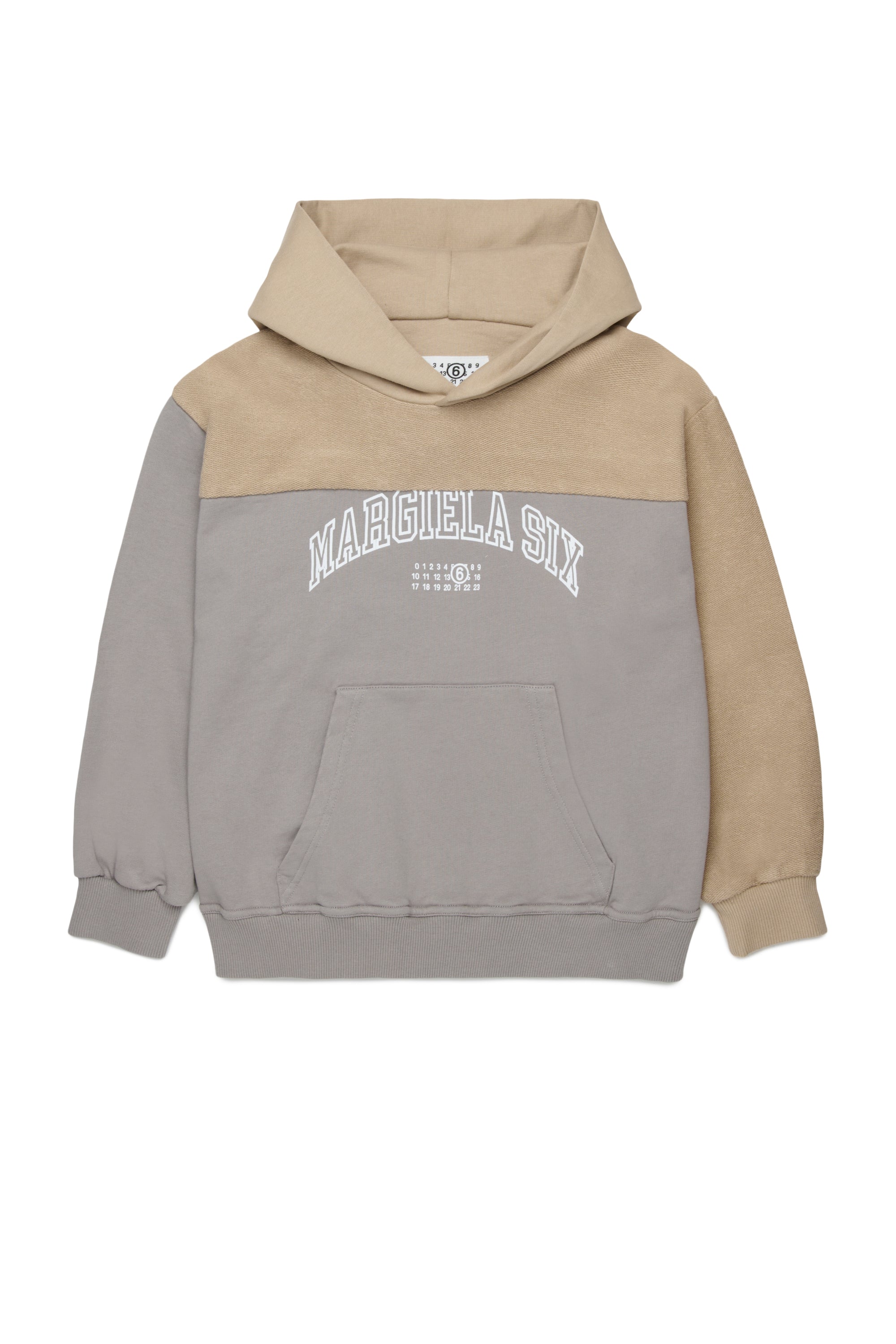 Two-Tone Cotton Hooded Sweatshirt for Kids Mm6 Kid