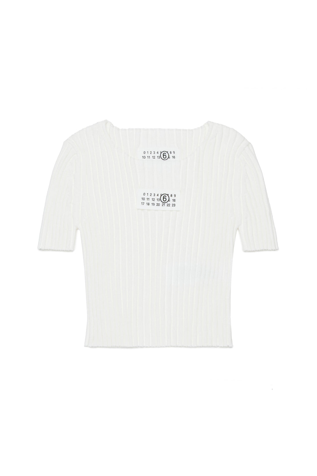 White Ribbed Cotton Knit Top for Kids Mm6 Kid