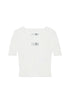 White Ribbed Cotton Knit Top for Kids Mm6 Kid