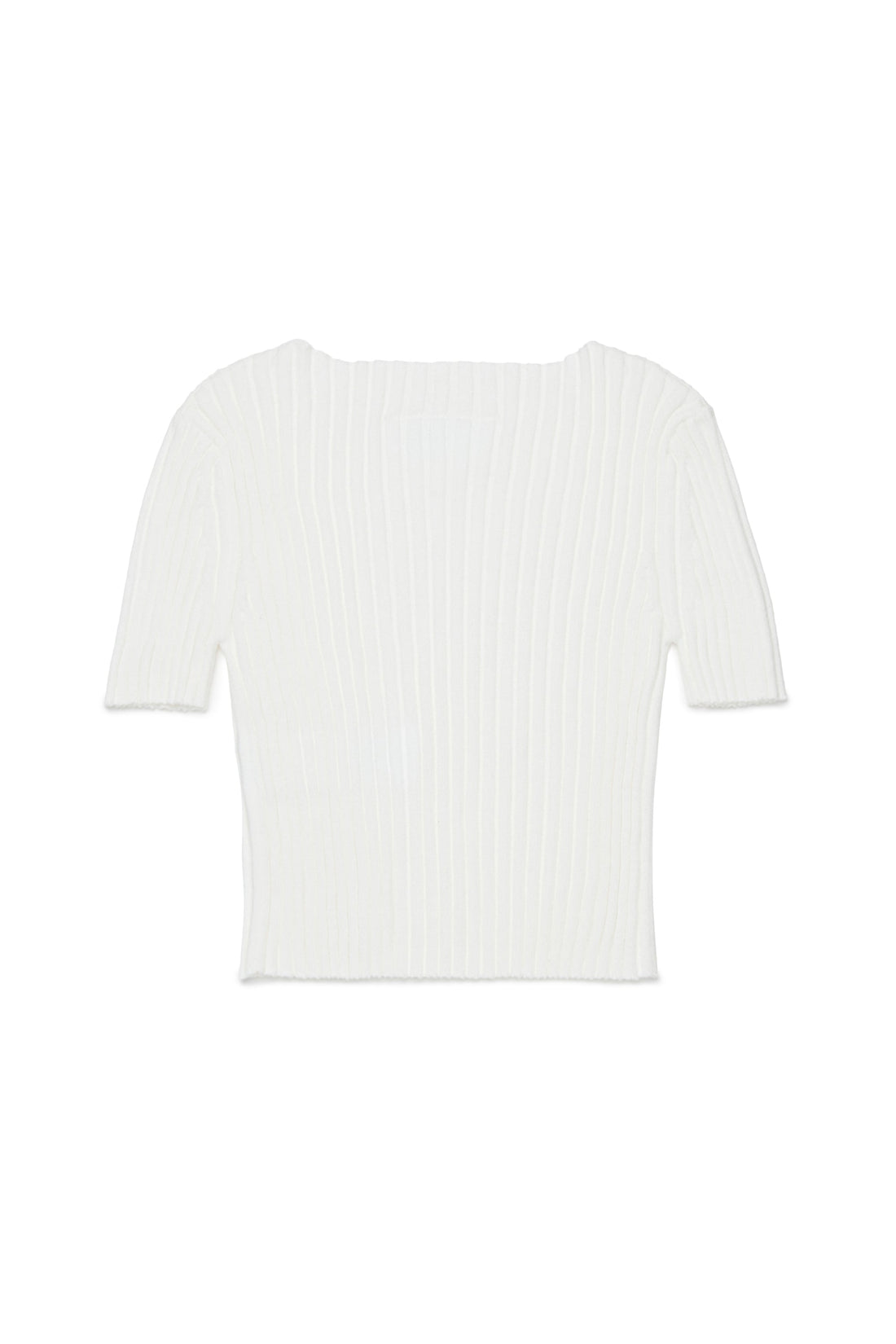 White Ribbed Cotton Knit Top for Kids Mm6 Kid