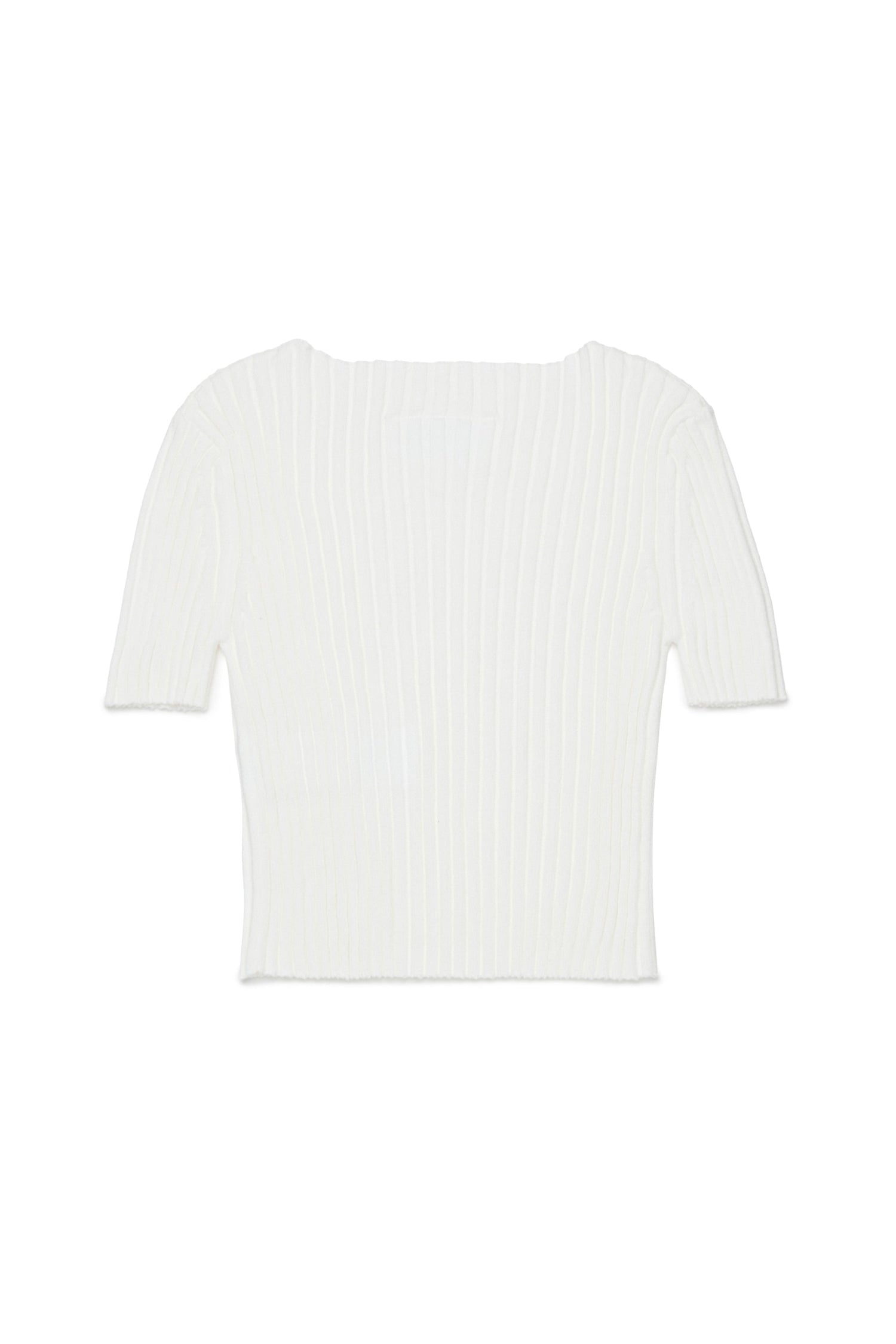 White Ribbed Cotton Knit Top for Kids Mm6 Kid