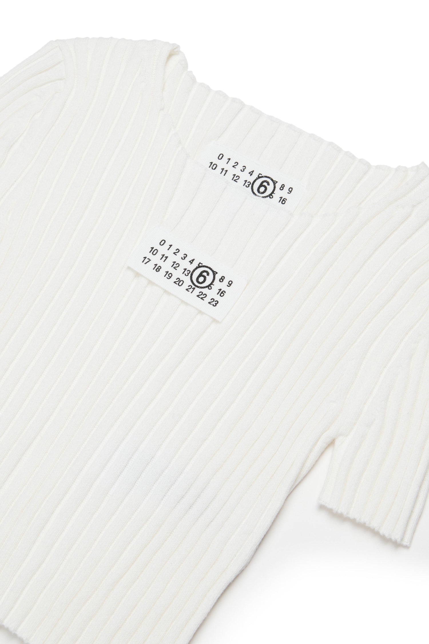 White Ribbed Cotton Knit Top for Kids Mm6 Kid