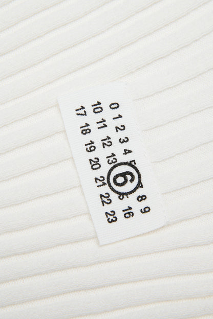 White Ribbed Cotton Knit Top for Kids Mm6 Kid