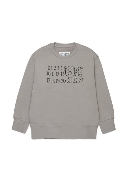 Grey Cotton Logo Sweatshirt for Kids Mm6 Kid