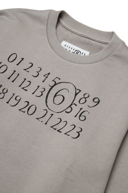 Grey Cotton Logo Sweatshirt for Kids Mm6 Kid