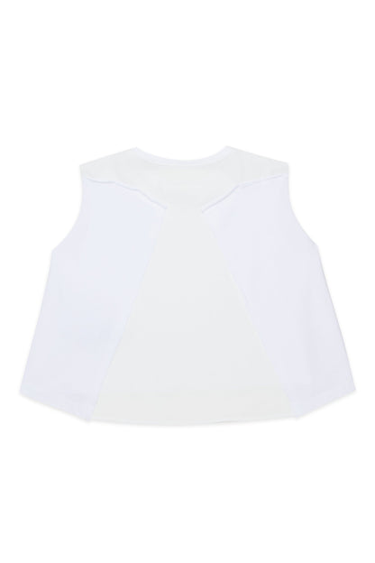 Cotton T-Shirt with Contrast Detail for Kids Mm6 Kid