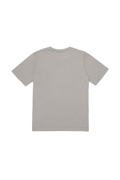 Grey Cotton Logo Print T-Shirt for Kids Mm6 Kid