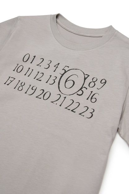 Grey Cotton Logo Print T-Shirt for Kids Mm6 Kid