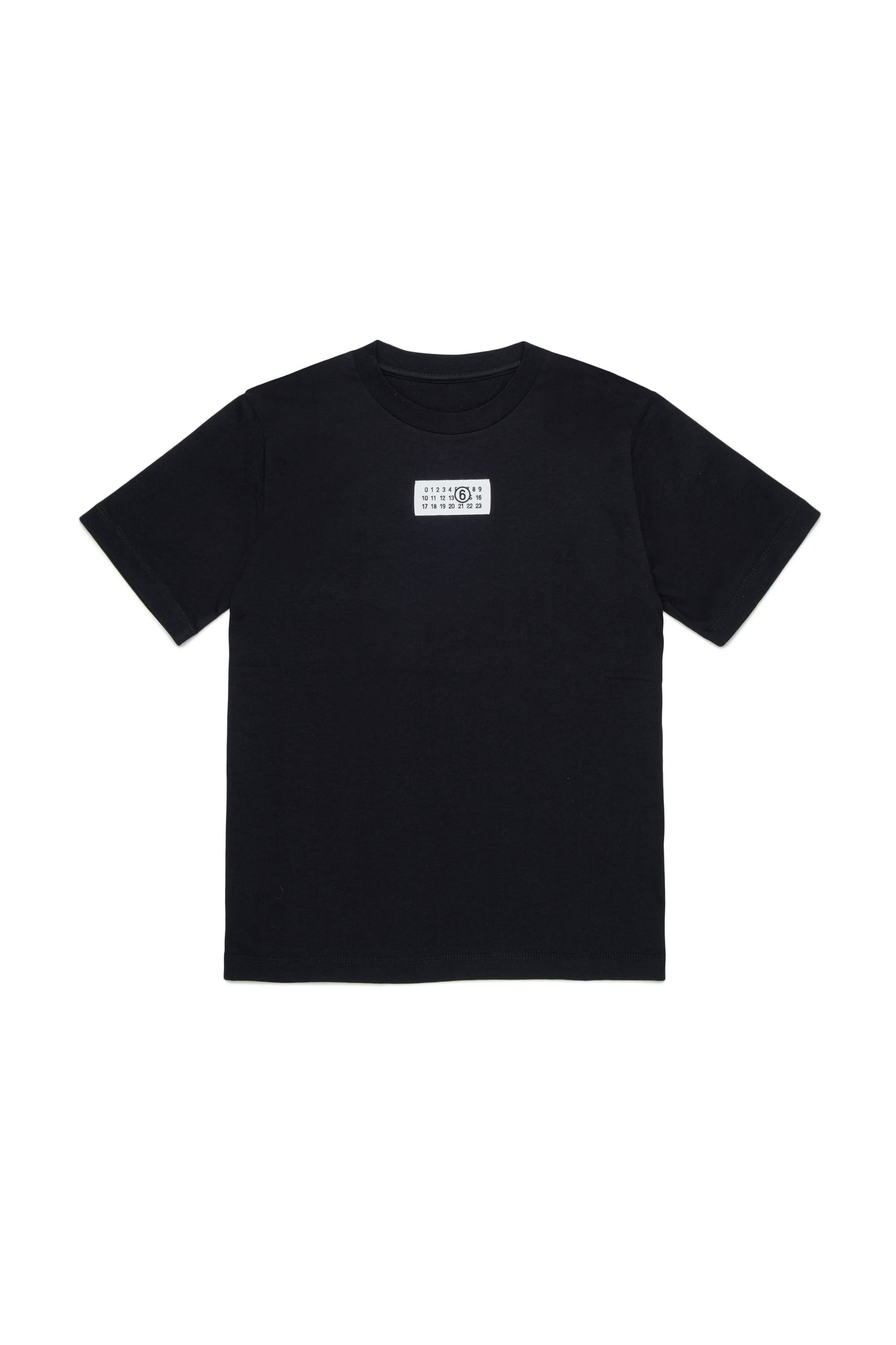 Black Cotton Logo T-Shirt for Kids Mm6 Kid