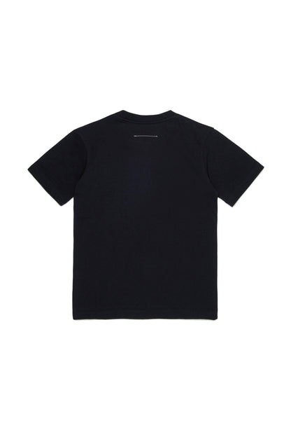 Black Cotton Logo T-Shirt for Kids Mm6 Kid