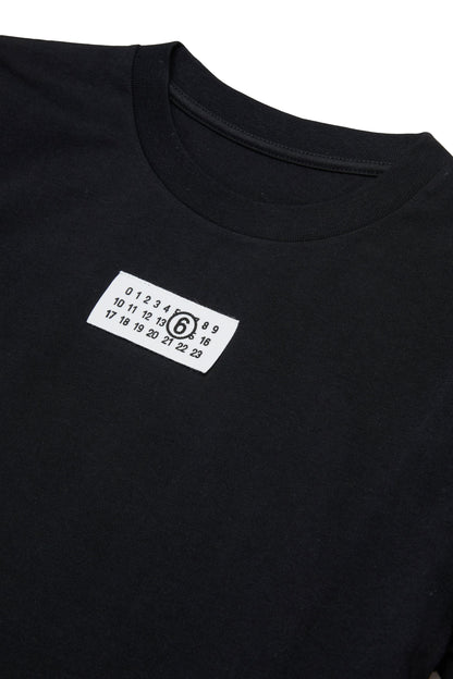 Black Cotton Logo T-Shirt for Kids Mm6 Kid