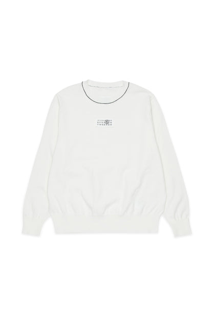 White Cotton Knit Jumper for Kids Mm6 Kid