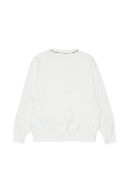 White Cotton Knit Jumper for Kids Mm6 Kid
