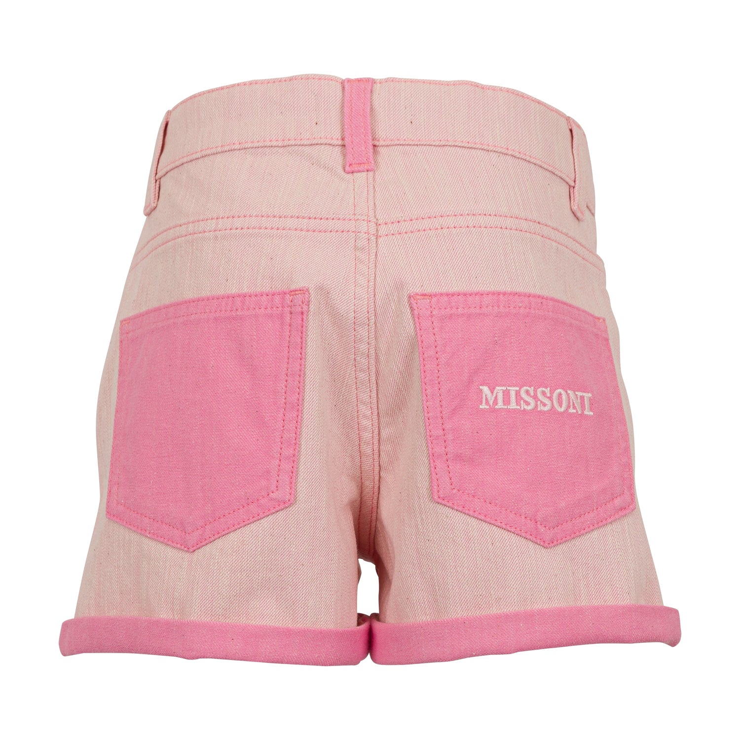 Pink Denim Shorts with Contrast Details Missoni