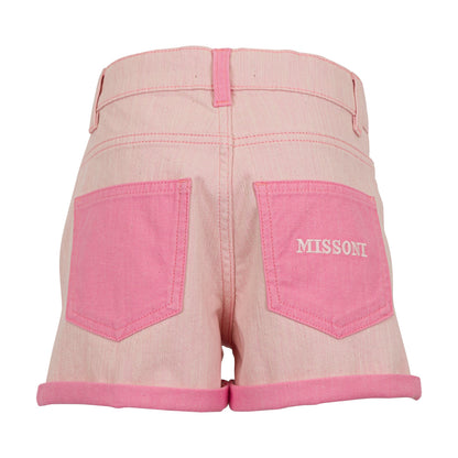 Pink Denim Shorts with Contrast Details Missoni