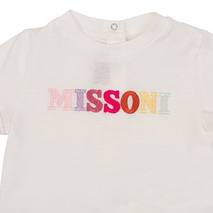 Rainbow Logo Embroidered Knitted Cotton Tee for Toddler Missoni