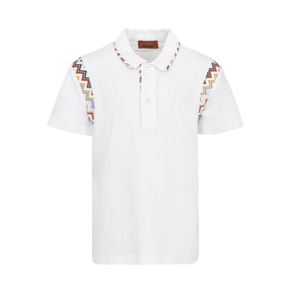 Missoni Contrast-Zigzag Knitted Polo Shirt Missoni