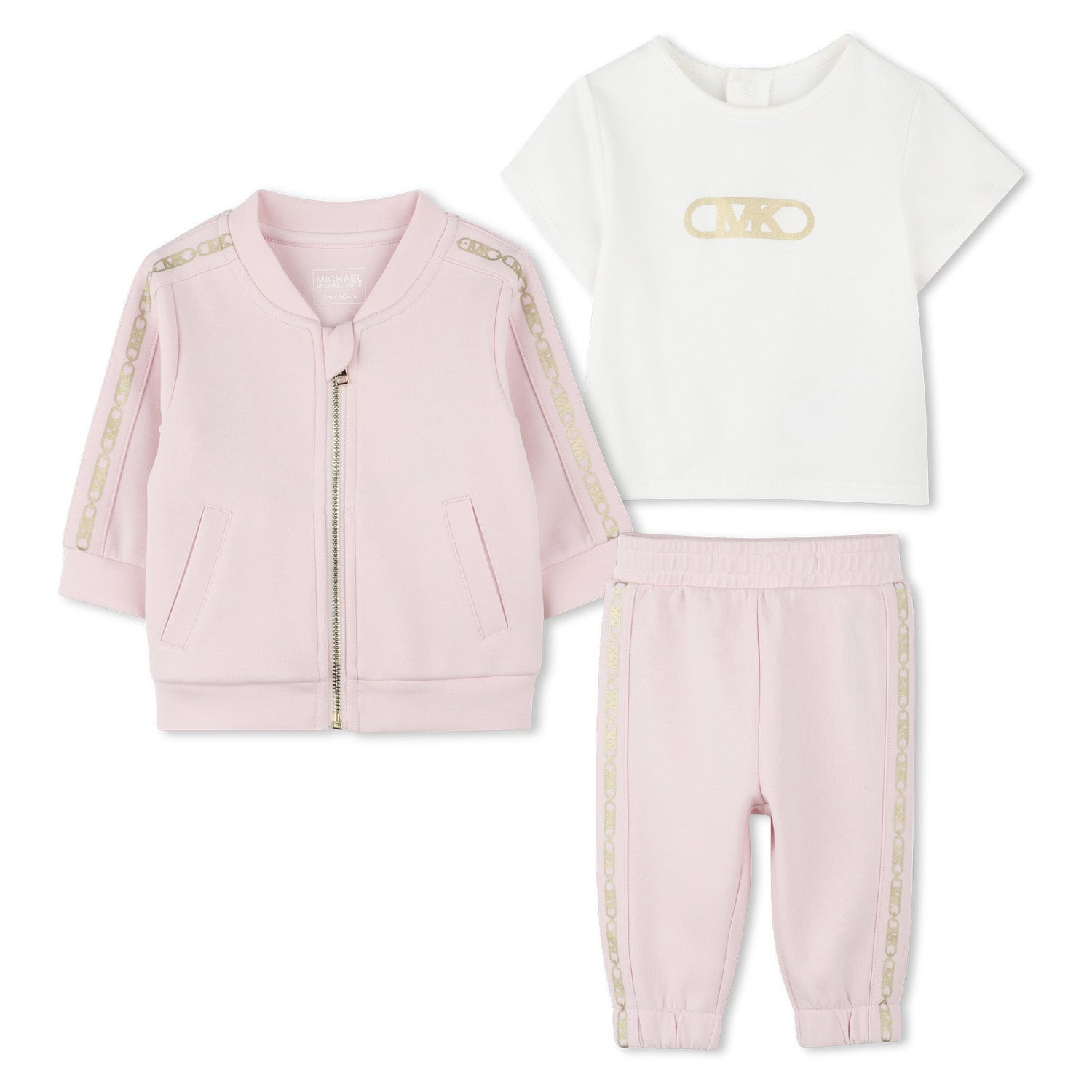 Track Suit: Cardigan, T-Shirt, and Pants with Metallic "MK Empire" Details Michael Kors
