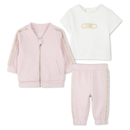 Track Suit: Cardigan, T-Shirt, and Pants with Metallic "MK Empire" Details Michael Kors