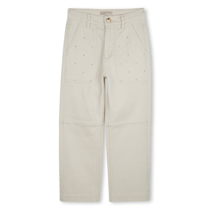 Cotton Twill Denim Trousers with Adjustable Waist Michael Kors