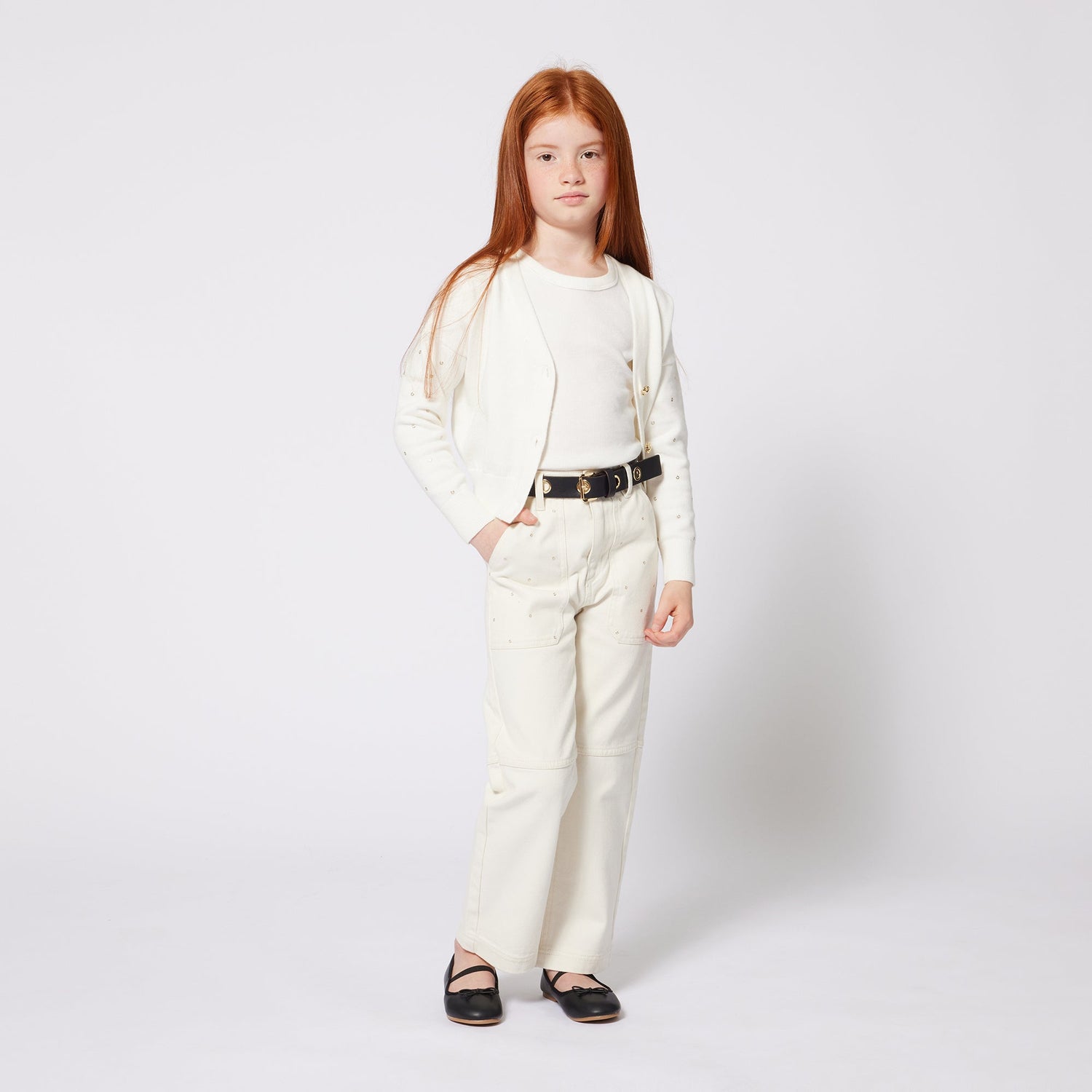 Cotton Twill Denim Trousers with Adjustable Waist Michael Kors