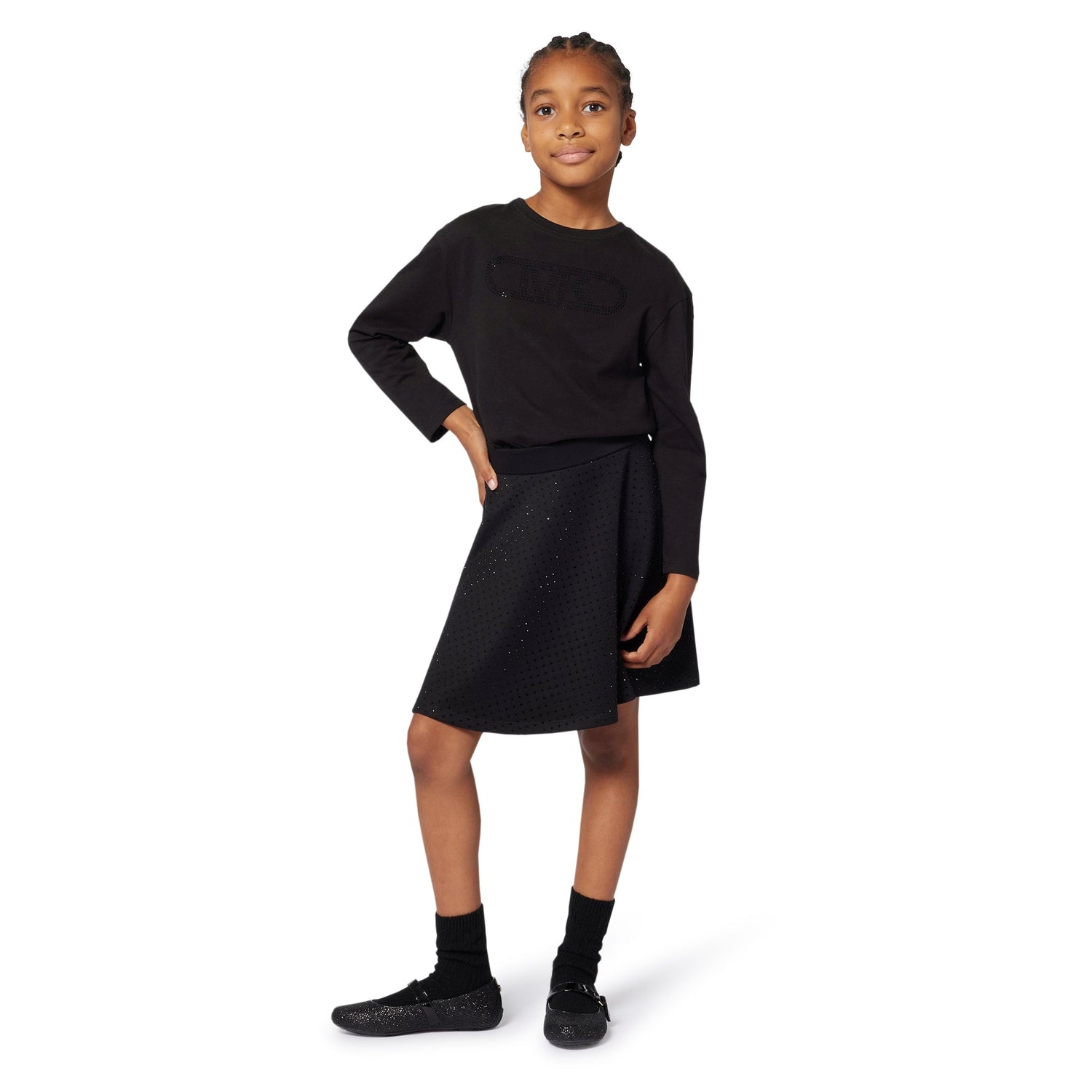 Studded A-Line Skirt, Black Michael Kors